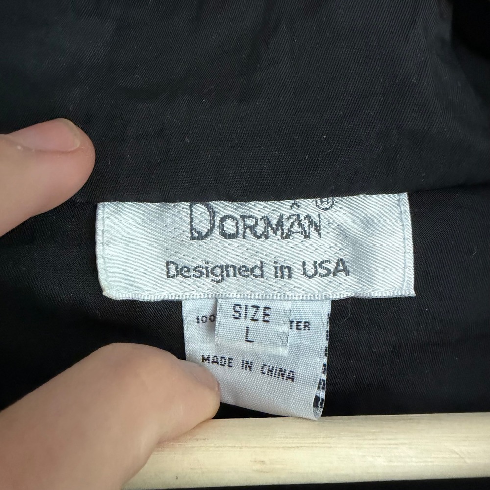 Vintage Dorman Black Hooded Babydoll Jacket Oversized Buttons Size L‎ - Picture 2 of 7
